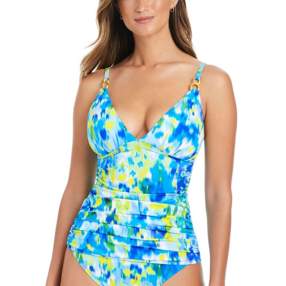 Bleu by Rod Beattie Womens Life's A Beach Shirred Tankini Top 14 Cool - NWT $91